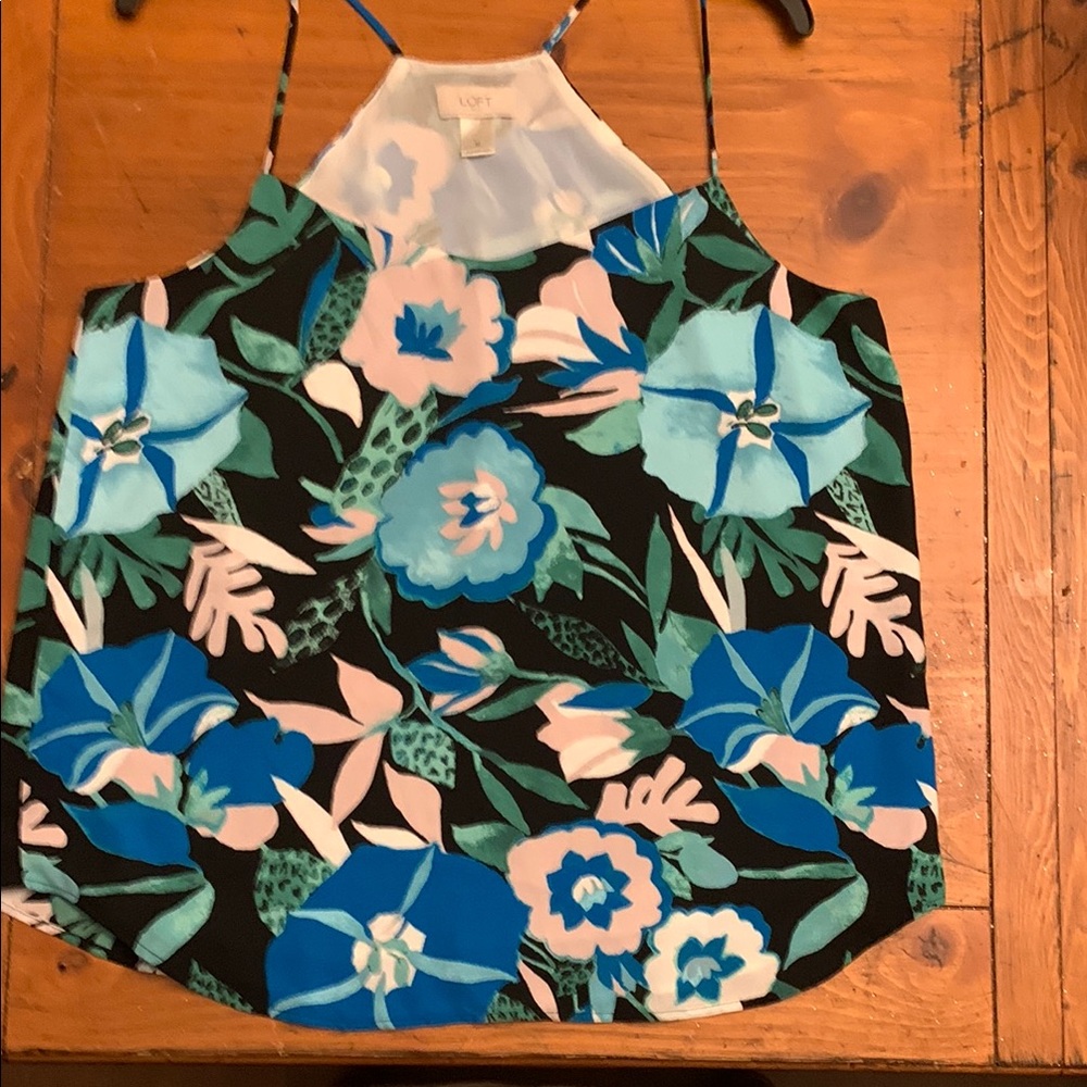 LOFT Floral Print Blouse - Blue and Green